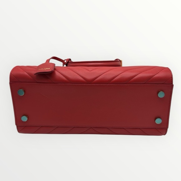 YVES SAINT LAURENT Red Matelasse Quilted Cabas Monogram YSL Leather - Picture 9 of 16